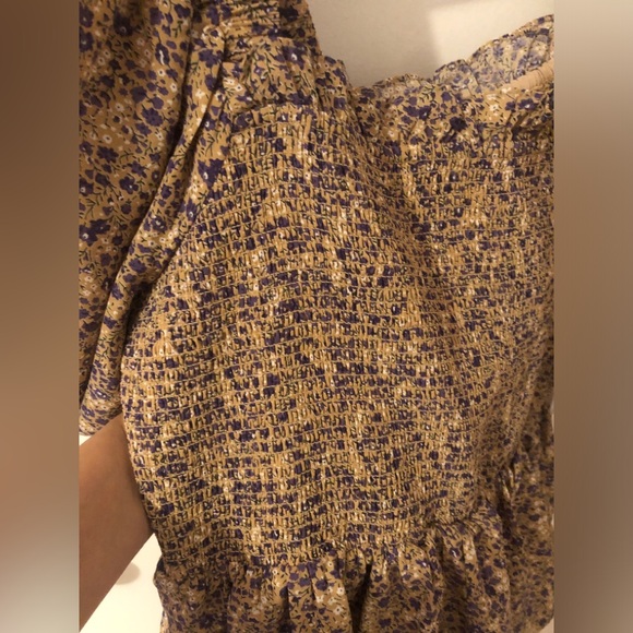Free the Roses Floral Smocked Boho Dress with puff sleeves and flowers size L - Picture 5 of 11